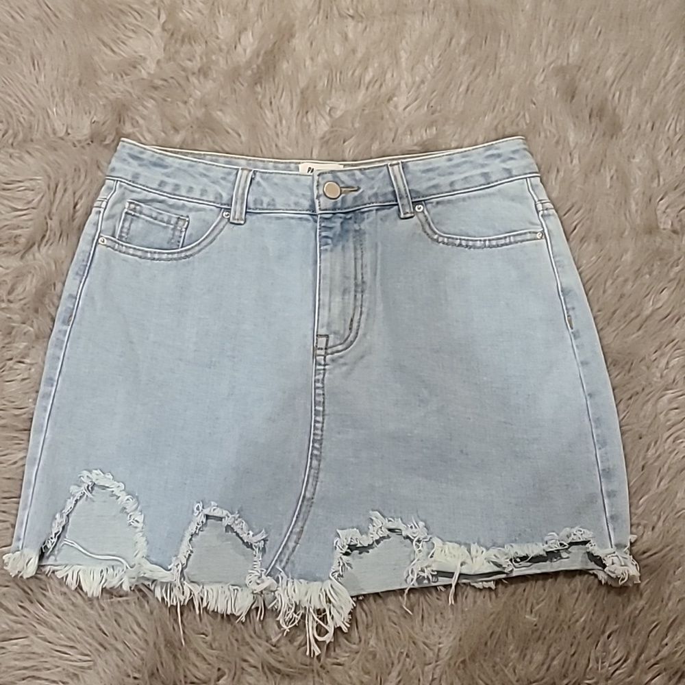 Princess Polly Light Blue Distressed Denim Skirt